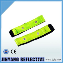 Glühen im dunklen PVC reflektierende Slap wrap elastische reflektierende Klett-armband